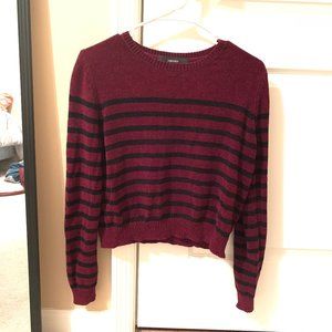 crimson cropped velvet sweater